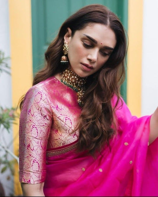 Chic Summer Saree Blouse Designs from Aditi Rao Hydari’s Closet