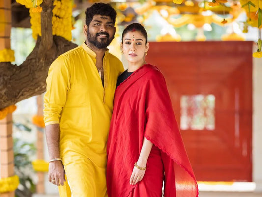 Vignesh Shivan is smitten by Nayanthara’s radiant red saree look, dedicating a romantic song to praise her beauty