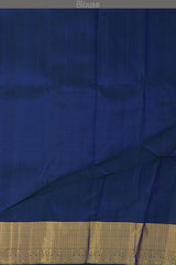 Lime Green Kanchipuram Silk Saree with embossed on the body with Peacock blue contrast border and Thick mayil kan