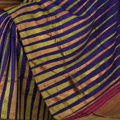 Violet Kanchipuram Silk Saree with Long temple border on the body with Violet self border and Wine Purple 8 Kol grand tissue pallu with seepu raku