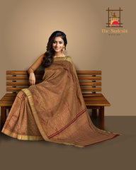 Maroon Kanchipuram Silk Saree with Jackard Jackard - Tear body with Mango Bavanchi Self border and Grand Maroon Pallu with Embossed Flower Motif with Basket Weave Pattern
