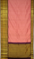 Lotus Pink (Sneha saree) Kanchipuram Silk Saree with Jackard Small tilak body with Annapakshi and Elephant Contrast border and Coffee Brown Grand Pallu with diamond design