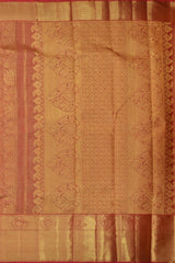 Rust Orange with Intricate Floral Motifs Kancheevaram Silk Saree
