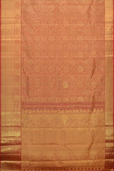 Rust Orange with Intricate Floral Motifs Kancheevaram Silk Saree