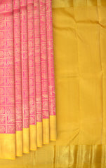 Pink Kancheevaram Silk Saree with Elephant and Annapakshi Motifs