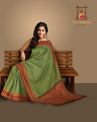 Green Kancheevaram Silk Saree with Maroon Contrast