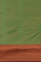 Green Kancheevaram Silk Saree with Maroon Contrast