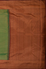 Green Kancheevaram Silk Saree with Maroon Contrast