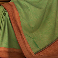 Green Kancheevaram Silk Saree with Maroon Contrast