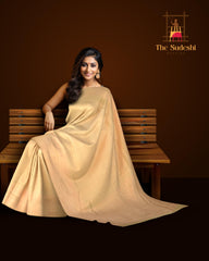 Beige Kancheevaram Silk Saree with Copper Zari