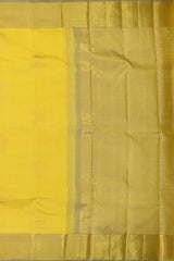 Lemon Yellow Kancheevaram Silk Saree with Grey Contrast