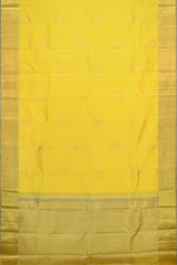 Lemon Yellow Kancheevaram Silk Saree with Grey Contrast
