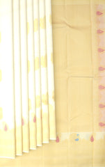 Half White Kancheevaram Silk Saree with Meenakari Border