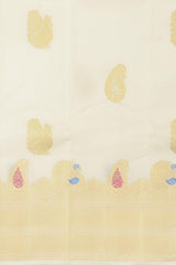 Half White Kancheevaram Silk Saree with Meenakari Border