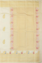 Half White Kancheevaram Silk Saree with Meenakari Border