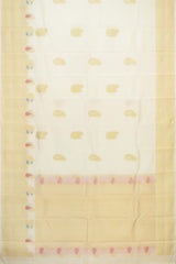 Half White Kancheevaram Silk Saree with Meenakari Border