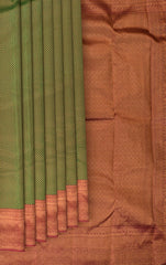 Green Kancheevaram Silk Saree with Maroon Contrast
