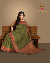 Green Kancheevaram Silk Saree with Maroon Contrast