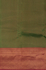 Green Kancheevaram Silk Saree with Maroon Contrast