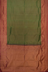 Green Kancheevaram Silk Saree with Maroon Contrast