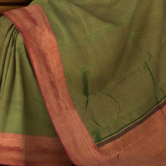 Green Kancheevaram Silk Saree with Maroon Contrast