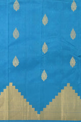 Orange and Copper Sulphate Blue Kancheevaram Silk Saree
