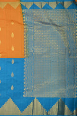 Orange and Copper Sulphate Blue Kancheevaram Silk Saree