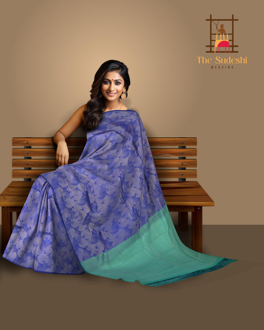 Blue Kancheevaram Silk Saree with Seamless Elegance