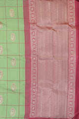 Pista Green Kancheevaram Silk Saree with Silver Annapakshi