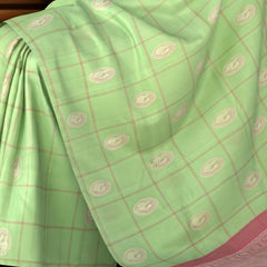 Pista Green Kancheevaram Silk Saree with Silver Annapakshi