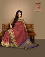 Majestic Maroon with Purple and Violet Contrast Kancheevaram Silk Saree