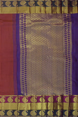 Majestic Maroon with Purple and Violet Contrast Kancheevaram Silk Saree