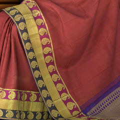 Majestic Maroon with Purple and Violet Contrast Kancheevaram Silk Saree