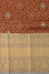 Maroon Kancheevaram Silk Saree with Grey Contrast and Benaraspet Annam Border