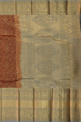 Maroon Kancheevaram Silk Saree with Grey Contrast and Benaraspet Annam Border