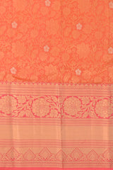 Peach Blossom Elegance: Peach Pure Silk Saree with Pink Bavanshi Borders