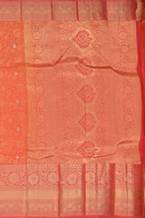Peach Blossom Elegance: Peach Pure Silk Saree with Pink Bavanshi Borders