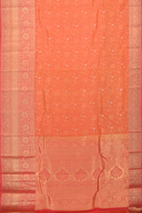 Peach Blossom Elegance: Peach Pure Silk Saree with Pink Bavanshi Borders