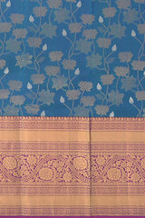 Sapphire Serenity: Blue Pure Silk Saree with Purple Bavanshi Borders