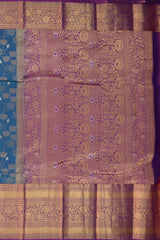 Sapphire Serenity: Blue Pure Silk Saree with Purple Bavanshi Borders