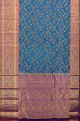 Sapphire Serenity: Blue Pure Silk Saree with Purple Bavanshi Borders