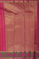 Watermelon Pink Kancheevaram Silk Saree with Meenakari Peacock Jacquard