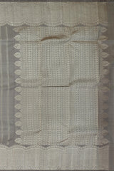 Steel Grey Kancheevaram Silk Saree with Intricately Designed Turning Border
