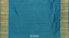 Pale Yellow Kancheevaram Silk Saree with Blue Contrast and Elephant Peacock Bavanshi