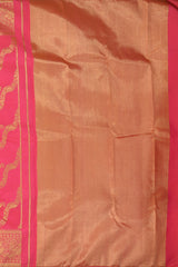 Coral Whisper: Coral Pink Pure Silk Saree with Peacock Border