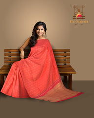 The Classic Elegance of Beige and Rust Pure Kanchipuram Silk Saree