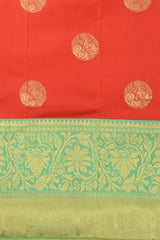Peach Orange Panache Pure Kanchipuram Silk Saree with Bavanshi Motifs
