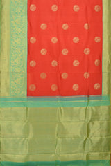 Peach Orange Panache Pure Kanchipuram Silk Saree with Bavanshi Motifs