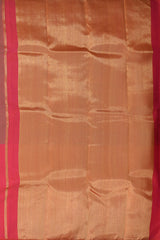 Coral Pink Confluence Pure Kanchipuram Silk Saree with Blue Floral Buttas