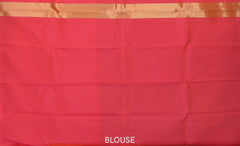 Coral Pink Confluence Pure Kanchipuram Silk Saree with Blue Floral Buttas